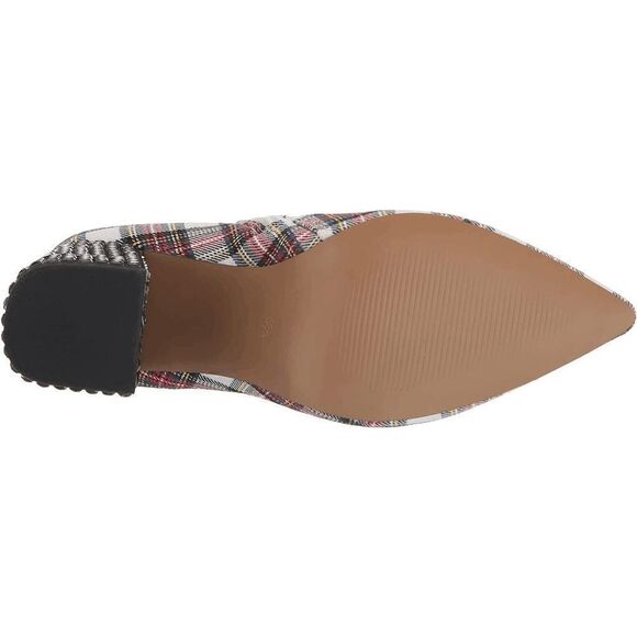 Betsey Johnson Kassie Black White Red Plaid Beaded Heel Dress Bootie Size 5 - Picture 5 of 7